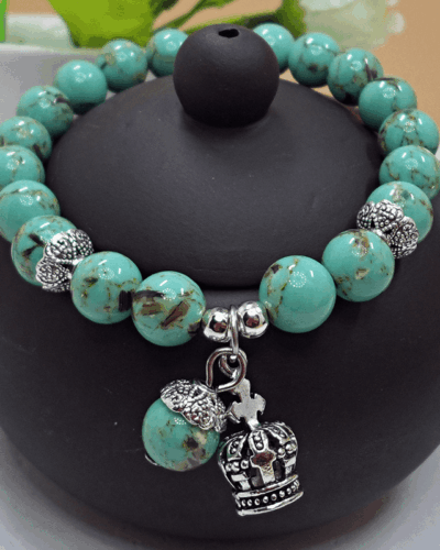 8MM Bohemian Turquoise Beaded Bracelet with Charm Wholesale