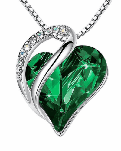 Colorful Heart Rhinestone Pendant Necklace Alloy Chain