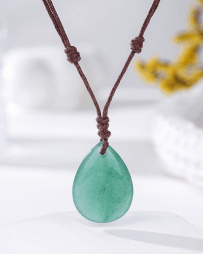 Natural Crystal Pendant Adjustable Woven Necklace Unisex