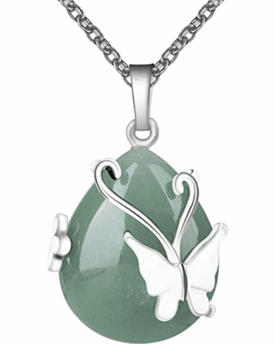 Healing Butterfly Wrapped Crystal Pendant Necklace for Women