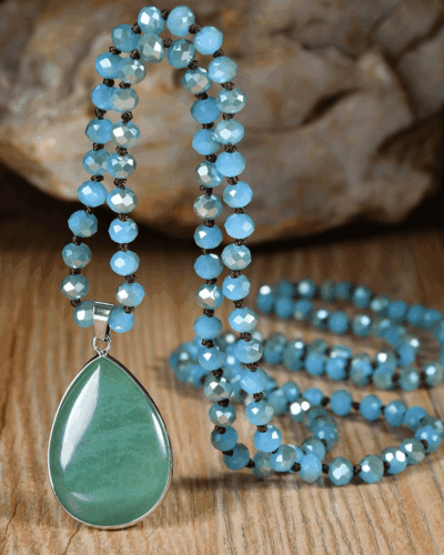 Faceted Beads Vintage Long Teardrop Pendant Necklace