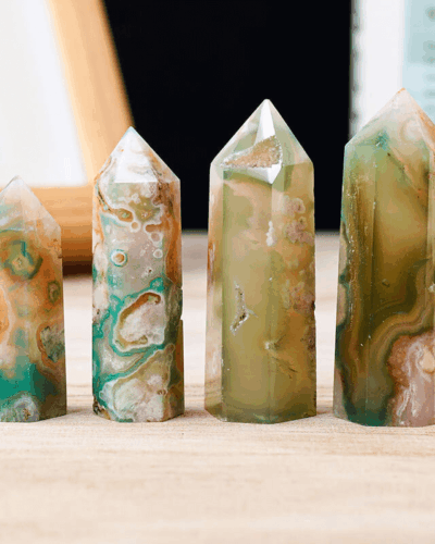 Green Cherry Blossom Agate Tower Bulk