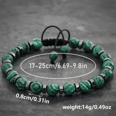 8MM Green Malachite Stone Bracelet Adjustable Bracelet