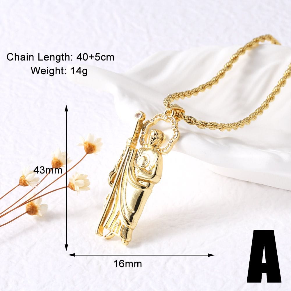 Grim Reaper Pendant 18k Gold Plated Brass Necklace - Image 4