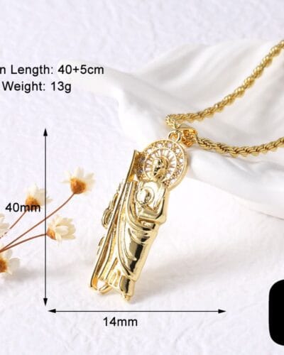 Grim Reaper Pendant 18k Gold Plated Brass Necklace 9