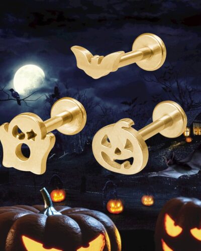 Halloween Pumpkin Bat Vertical Labret Wholesale