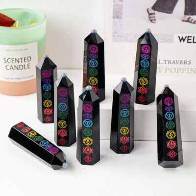 Healing 7 Chakra Patterns Black Obsidian Tower