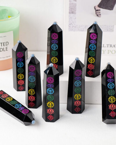 Healing 7 Chakra Patterns Black Obsidian Tower