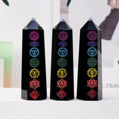 Healing 7 Chakra Patterns Black Obsidian Tower
