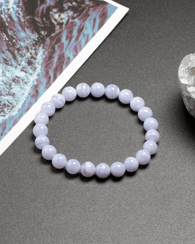 Healing Stripe Blue Lace Agate Crystal Bracelet Wholesale
