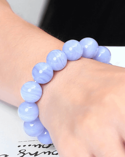 Healing Stripe Blue Lace Agate Crystal Bracelet Wholesale
