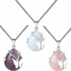 Healing Butterfly Wrapped Crystal Pendant Necklace for Women