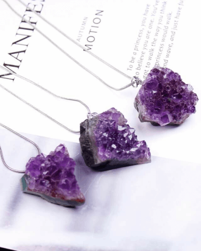 Healing Small Amethyst Raw Pendant Necklaces Wholesale
