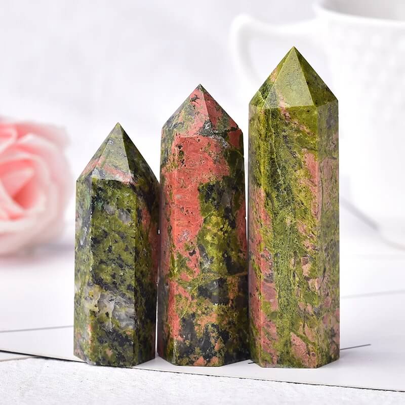 Healing Unakite Tower Crystal Point Wand Bulk