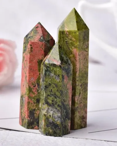 Healing Unakite Tower Crystal Point Wand Bulk