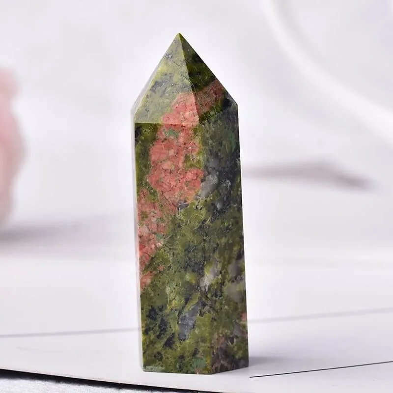 Healing Unakite Tower Crystal Point Wand Bulk