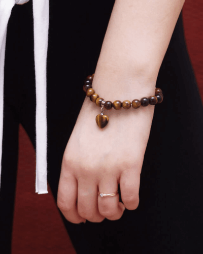 8MM Healing Crystal Heart Charm Bracelet Bulk