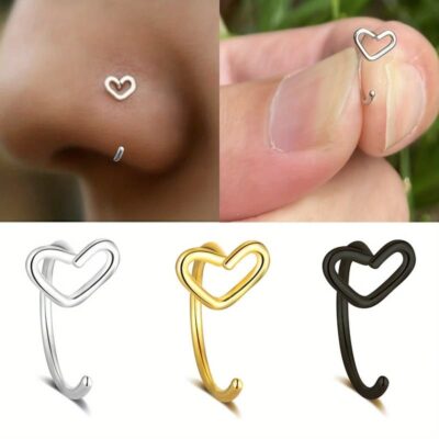 Heart Shape Nose Piercing Studs Wholesale (6)