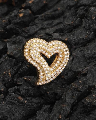 Alternativní pohled na Heart Shaped Brass Earring with Zircon Wholesale