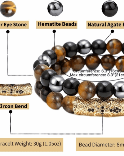 Triple Hematite Black Obsidian Tiger's Eye Bracelet Wholesale