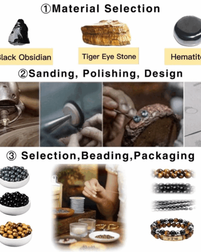 Tiger Eye Black Obsidian Hematite Crystal Bracelet