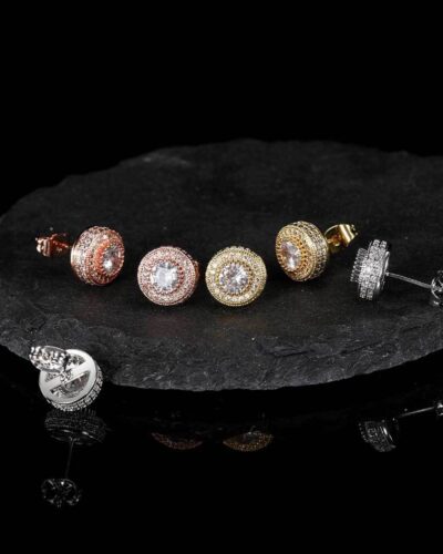 Hip Hop Round Brass Earring with Zircon Wholesale