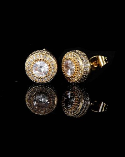 Hip Hop Round Brass Earring with Zircon Wholesale
