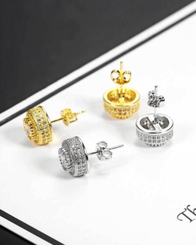 Hip Hop Round Brass Earring with Zircon Wholesale