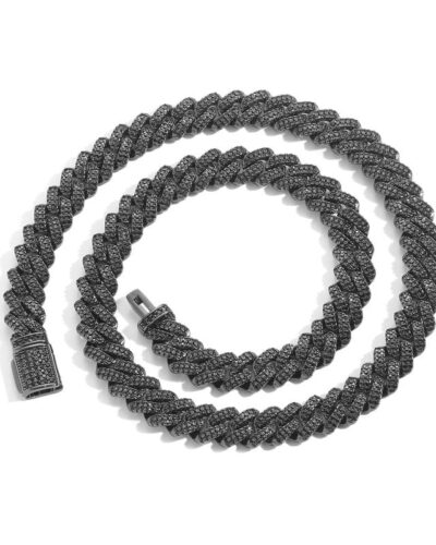 Hip-hop 18K gold Plated Zircon Black Cuban Link Chain Wholesale (1)