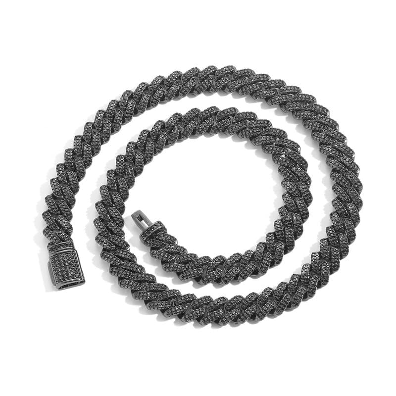 Hip-hop 18K gold Plated Zircon Black Cuban Link Chain Wholesale (1)