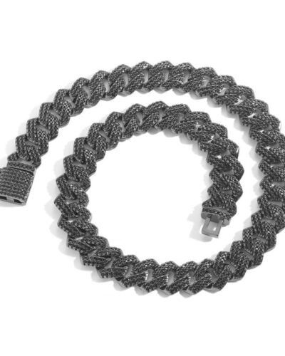 Hip-hop 18K gold Plated Zircon Black Cuban Link Chain Wholesale (5)