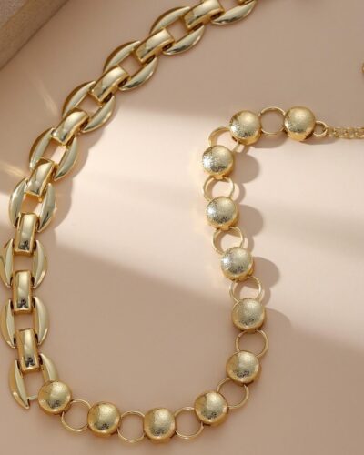 Hollowed Chunky Stainless Steel Chain Necklace show