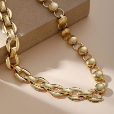 Hollowed Chunky Stainless Steel Chain Necklace 3