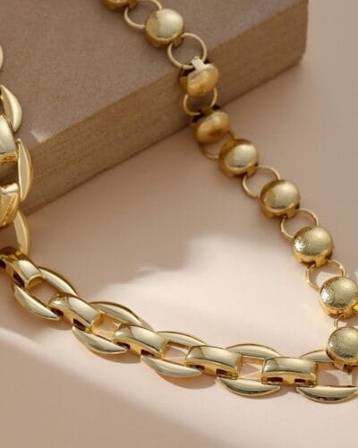 Hollowed Chunky Stainless Steel Chain Necklace 3