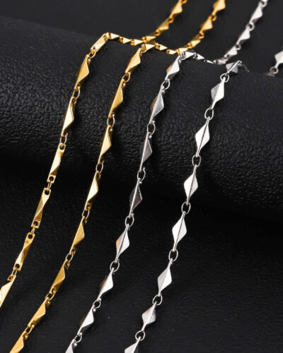 Ingot 18K Gold Plated 304 Stainless Steel Chain Necklace Wholesale (1)