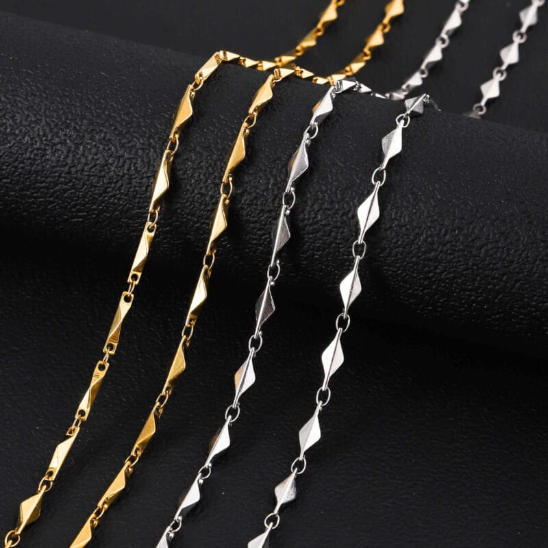 Ingot 18K Gold Plated 304 Stainless Steel Chain Necklace Wholesale (1)