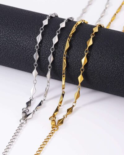 Vue alternative de Ingot 18K Gold Plated 304 Stainless Steel Chain Necklace Wholesale