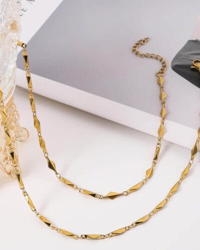 Ingot 18K Gold Plated 304 Stainless Steel Chain Necklace Wholesale 3