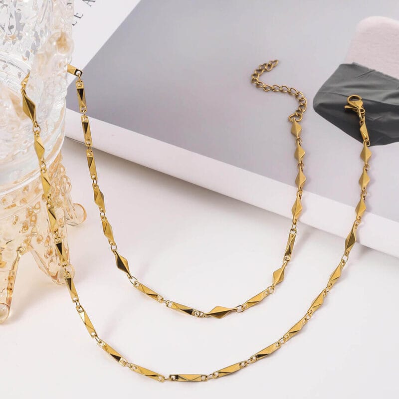 Ingot 18K Gold Plated 304 Stainless Steel Chain Necklace Wholesale 3