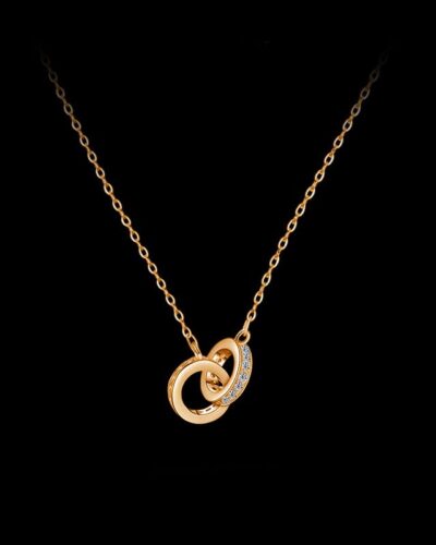 Interlinked Rings Moissanite Necklace with 925 Sterling Silver