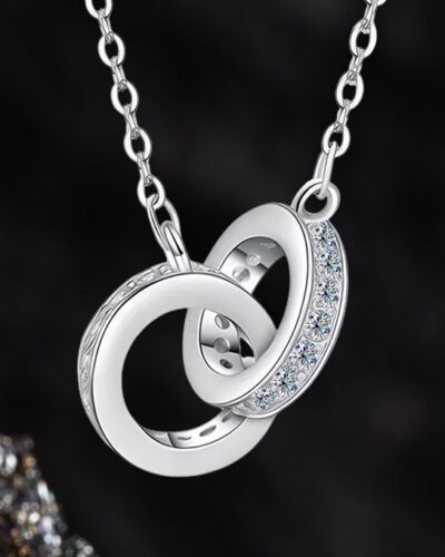 Interlinked Rings Moissanite Necklace with 925 Sterling Silver