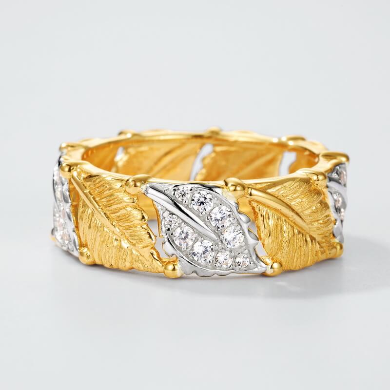 Italian Handcrafted Carved Maple Leaf Ring 10K Gold Plated - Kuva 5