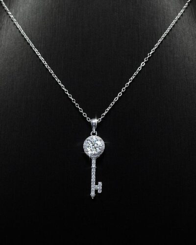 Key Moissanite Necklace with 925 Sterling Silver Pendant