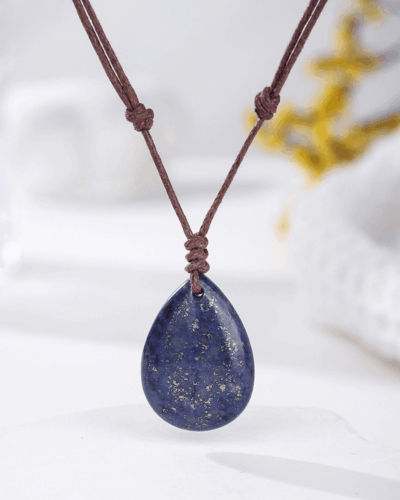 Natural Crystal Pendant Adjustable Woven Necklace Unisex