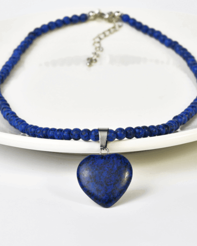 Round Bead Crystal Heart Pendant Necklace Wholesale