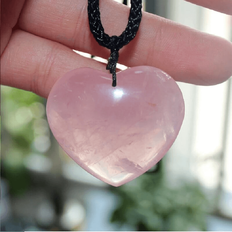 Large Rose Quartz Heart Pendant Healing Necklace Bulk