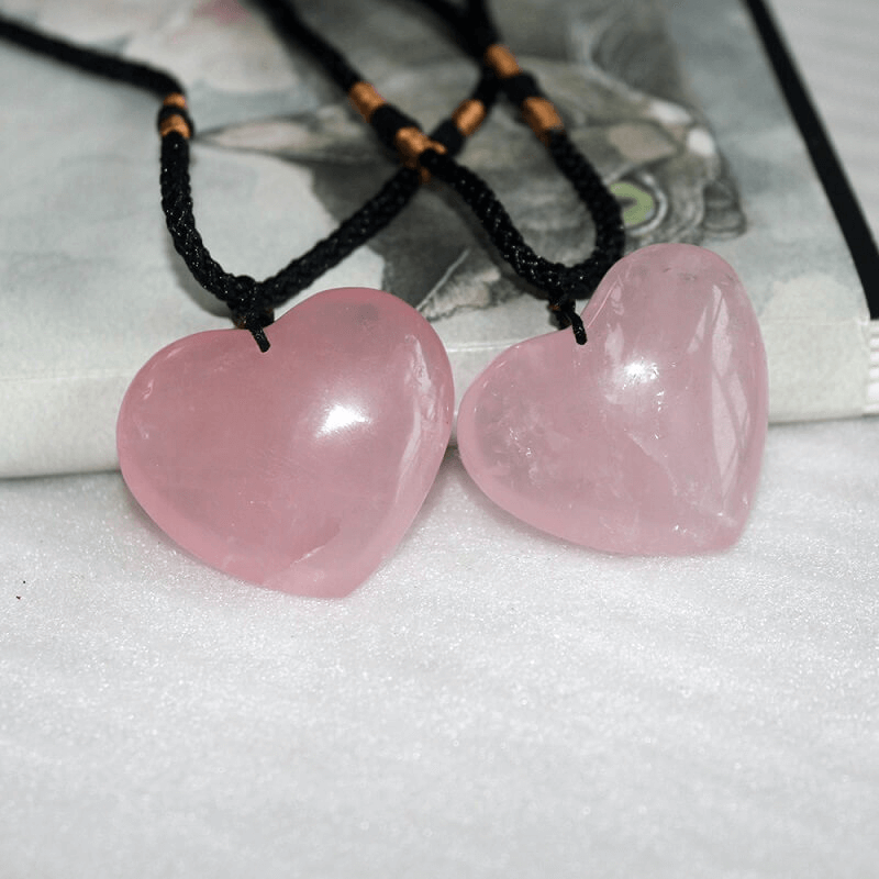 Large Rose Quartz Heart Pendant Healing Necklace Bulk
