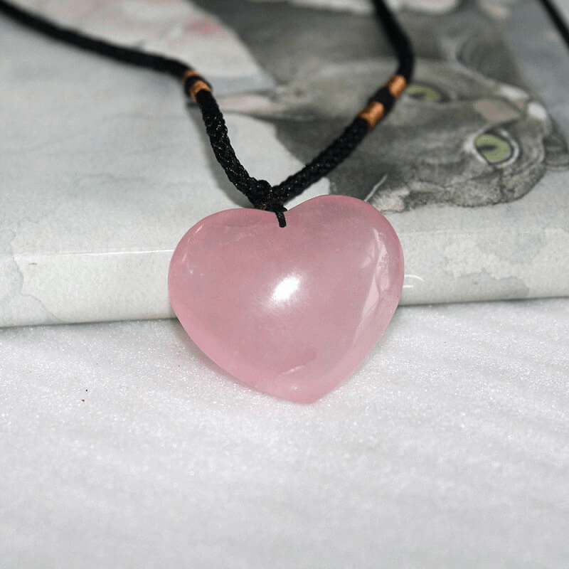 Large Rose Quartz Heart Pendant Healing Necklace Bulk