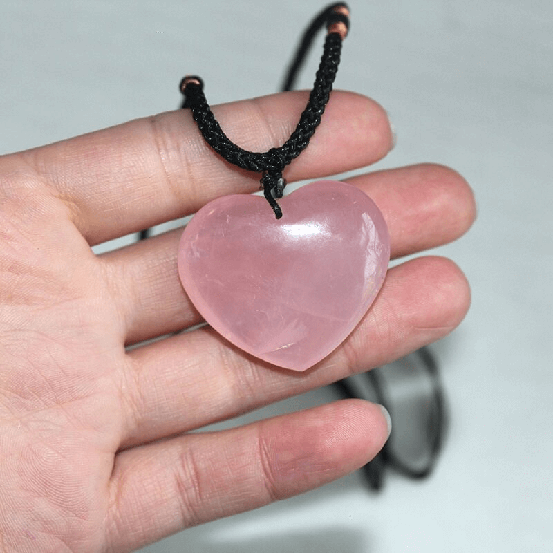 Large Rose Quartz Heart Pendant Healing Necklace Bulk