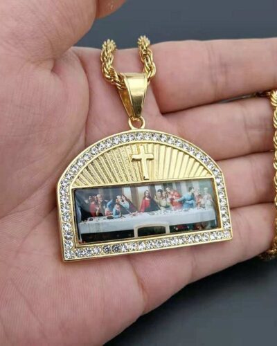 Alternative view of Last Supper Pendant Mens Stainless Steel Necklace